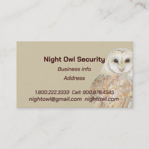 Aquarellmauer Auwl Security Night Owl Visitenkarte