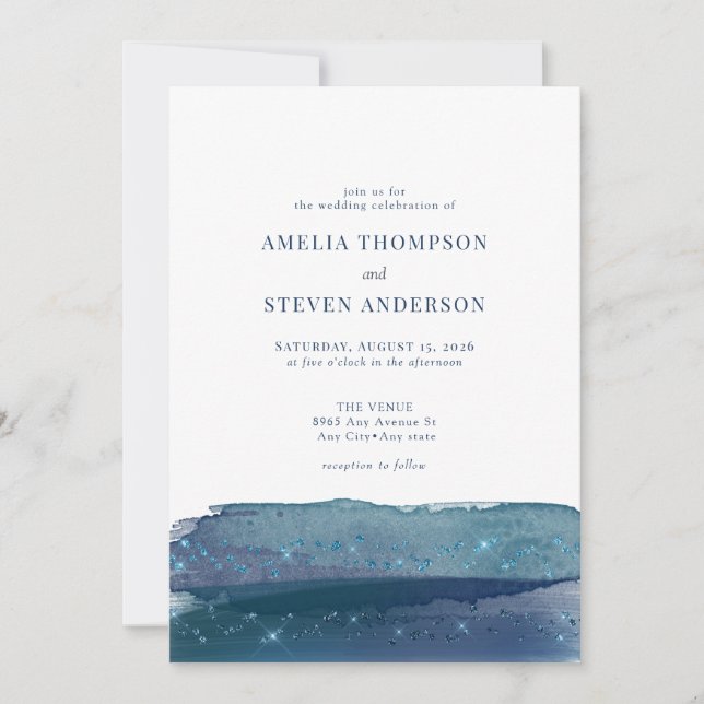 Aquarellmeer | Blue Wedding Einladung (Vorderseite)