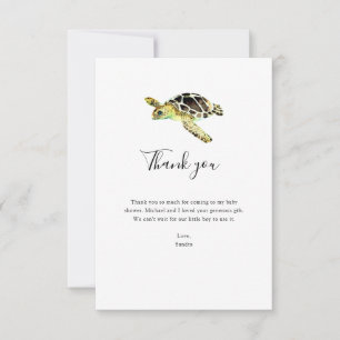 Aquarellmeerschildkröte Kinderdusche Minimal einfa Dankeskarte