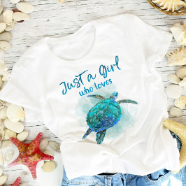 Aquarellmeerschildkröte Lover Ein Mädchen, das Lie T-Shirt