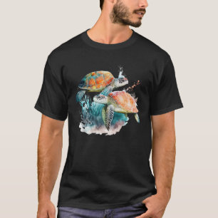 Aquarellmeerschildkröte Rette den Schildkrötensee T-Shirt
