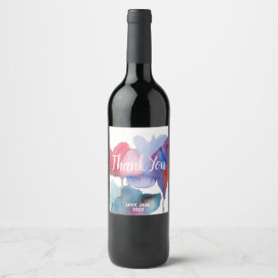 Aquarellmit Blumenmoderne danken Ihnen Geschenk Weinetikett