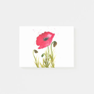 Aquarellmohn Blume Chic rustic Post-it Klebezettel