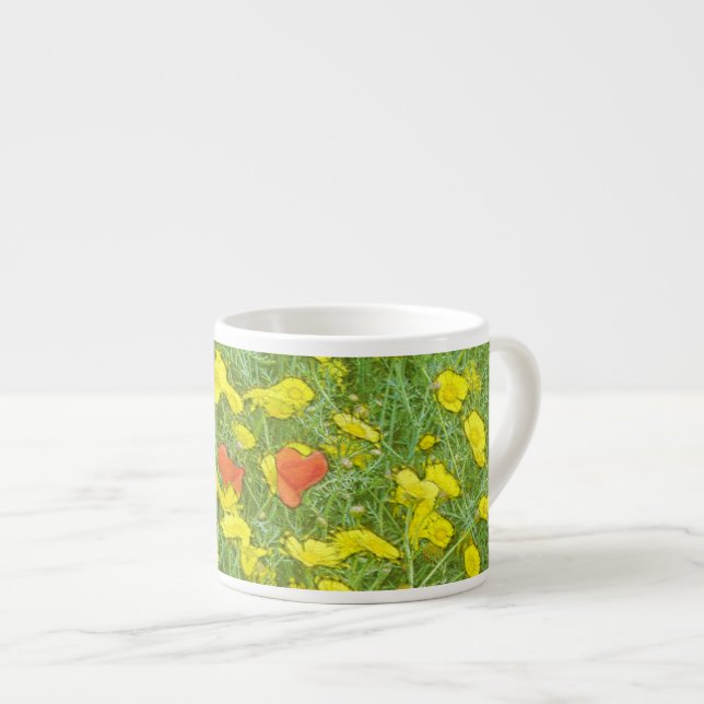 Aquarellmohn Espressotasse (Vorderseite Rechts)