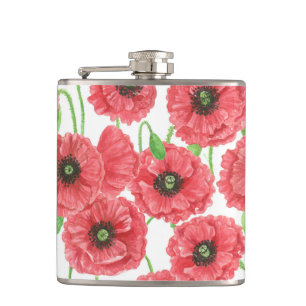 Aquarellmohn Flachmann