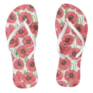 Aquarellmohn Flip Flops