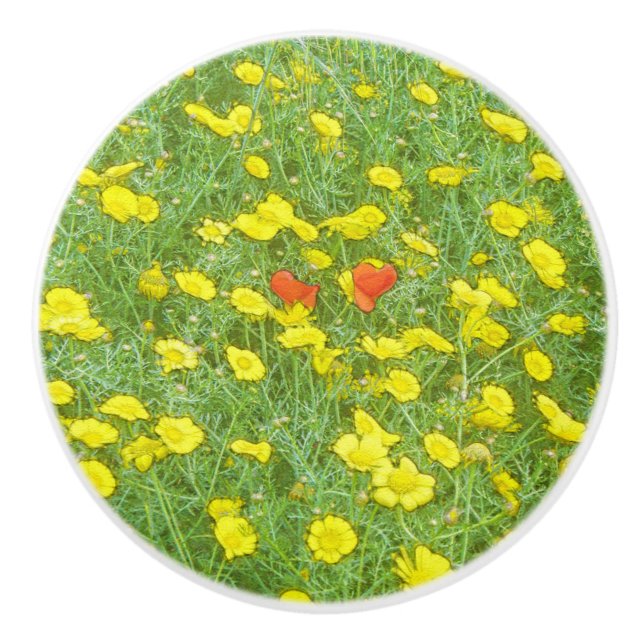 Aquarellmohn Keramikknauf (Vorderseite)