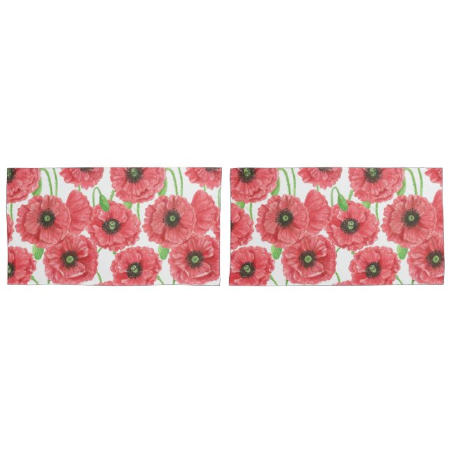 Aquarellmohn Kissenbezug (Vorderseite-Set)