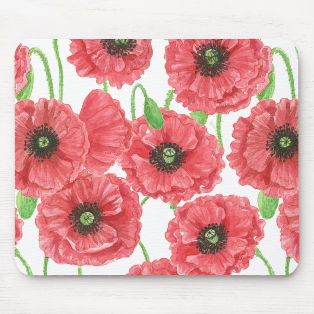 Aquarellmohn Mousepad (Vorne)