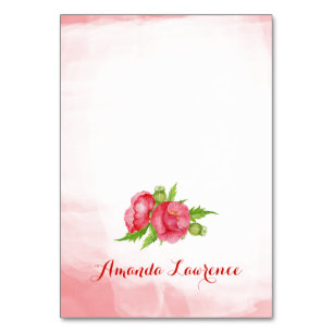 Aquarellmohn Personalisierte Platzkarten Tischnummer