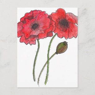 Aquarellmohn Postkarte