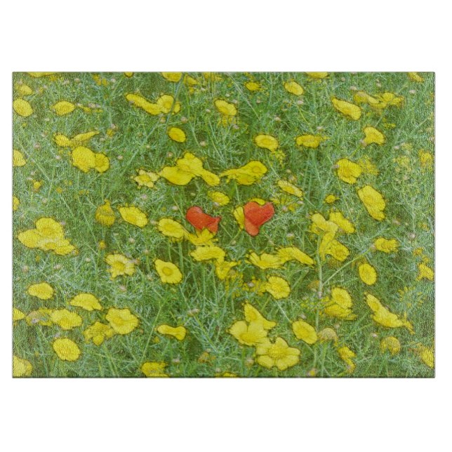 Aquarellmohn Schneidebrett (Vorderseite)