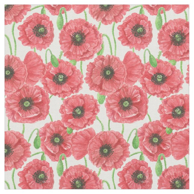 Aquarellmohn Stoff (Nahaufnahme)