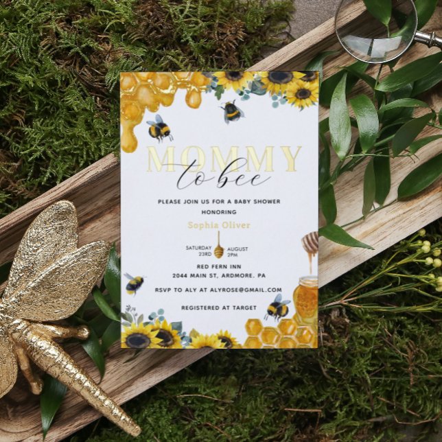 Aquarellmommy to Bee Baby Duwer Gold Folieneinladung (Von Creator hochgeladen)