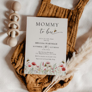 Aquarellmommy to Bee Wildblume Babydusche Einladung