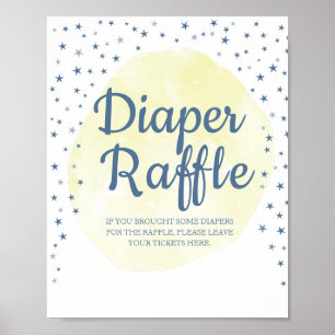 Aquarellmond & Stars Pastel Diaper Zeichen Poster