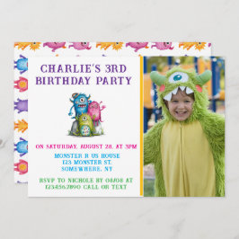 Aquarellmonster Geburtstagsparty des Kindes Einladung