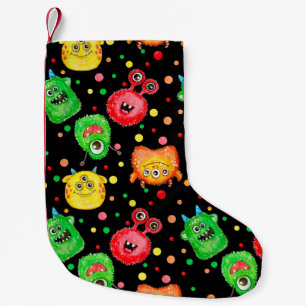 Aquarellmonster: Niedliches Nahtloses Muster Kleiner Weihnachtsstrumpf