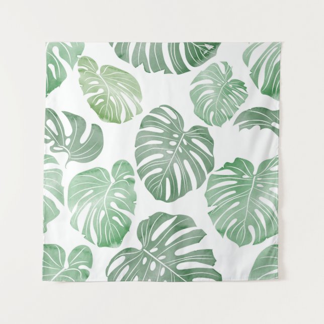 Aquarellmonster, tropische nahtlose Tapete. Wandteppich (Vorderseite)