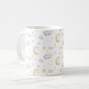 Aquarellmoon-Sterne und Cloud-Muster Kaffeetasse