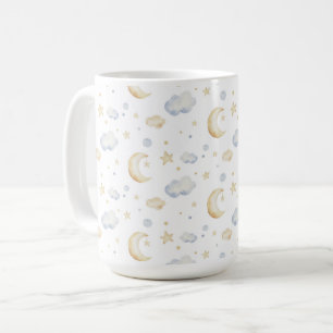 Aquarellmoon-Sterne und Cloud-Muster Kaffeetasse
