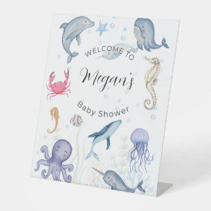 Aquarellmotiv Babydusche Zeichen Sockelschild