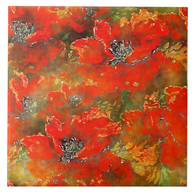 Aquarellmücke Rotdish-Orange Fliese (Vorderseite)