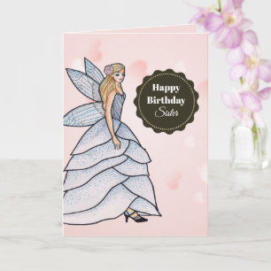Aquarellmühle Princess White Gray Petal Dres Karte