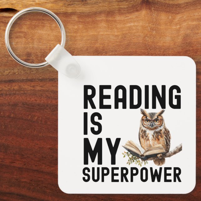 Aquarellmünze Lesewurm Sprichwort lesen Schlüsselanhänger (Vorderseite)