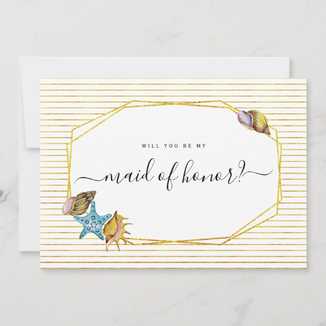 Aquarellmuscheln werden meine Trauzeugin sein Einladung (Vorderseite)