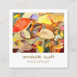 Aquarellmushrooms Food Stylist Quadratische Visitenkarte