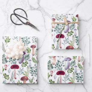Aquarellmushrooms Illustration Kinder  Geschenkpapier Set