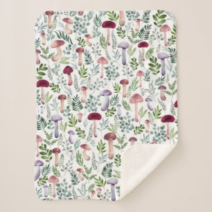 Aquarellmushrooms und Blätter im Grünen  Sherpadecke
