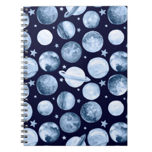 Aquarellmuster Abbildung der Weltraumgalaxie wi Notizblock