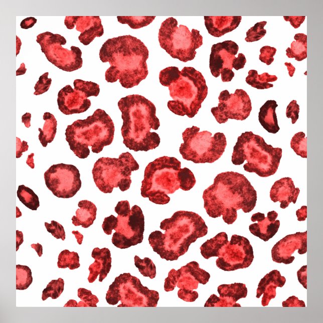 Aquarellmuster Abbildung Leoparden Haut. Fallen Poster (Vorne)