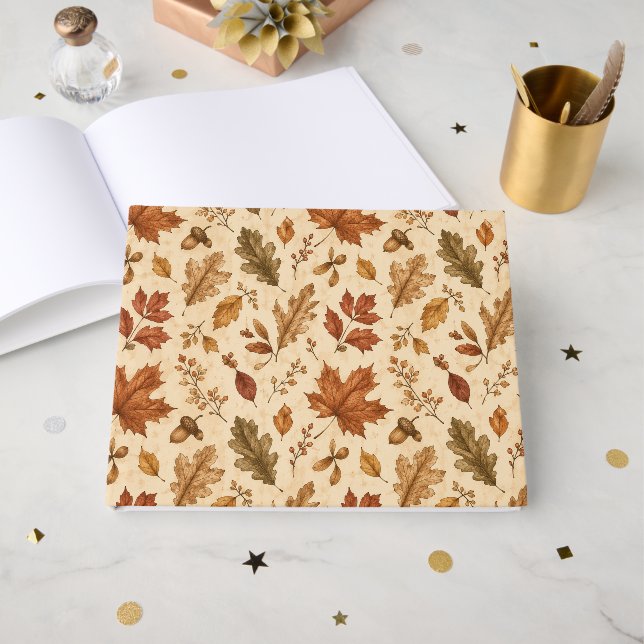 Aquarellmuster Herbstblätter  Gästebuch (Vorderseite Offen)