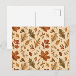 Aquarellmuster Herbstblätter  Postkarte