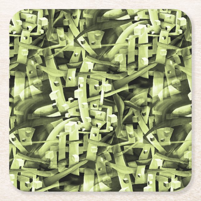 Aquarellmuster im Abstrakten Grün Rechteckiger Pappuntersetzer (Vorderseite)