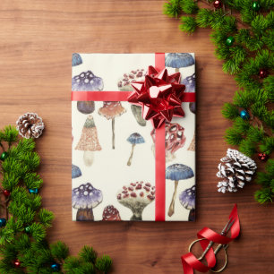 Aquarellmuster mit farbenfrohen Pilzen Geschenkpapier