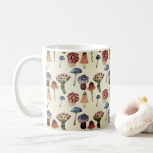 Aquarellmuster mit farbenfrohen Pilzen Kaffeetasse