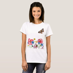 Aquarellmuster mit handgezeichnet Wildblumen T-Shirt