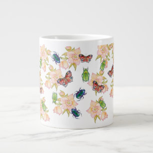 Aquarellmuster mit Käfern und Schmetterlingen Jumbo-Tasse