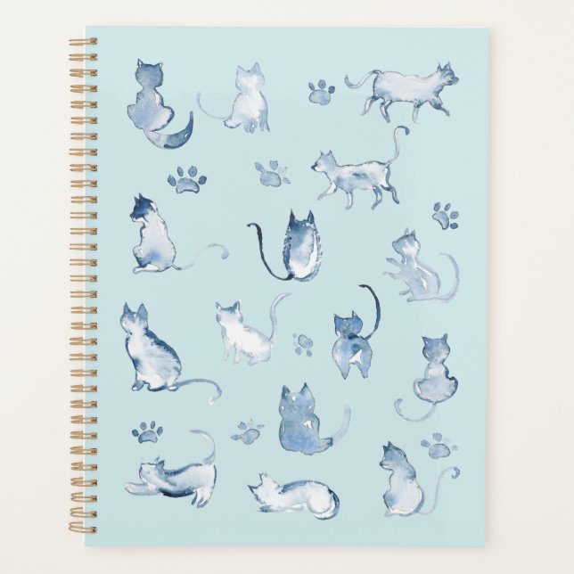 Aquarellmuster-Planer für indigo-Katzen Planer (Vorderseite)