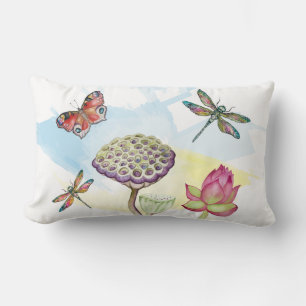 Aquarellmuster von Libellen und Schmetterlingen Lendenkissen