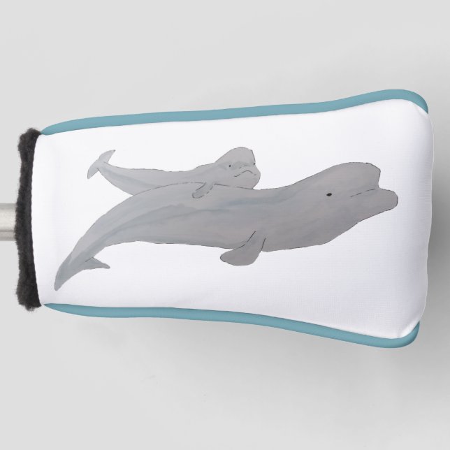 Aquarellmütter Baby Beluga Whale Golf Headcover (Vorderseite)