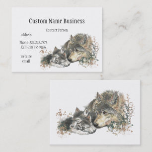 Aquarellmütter oder Pater Wolf mit Cubs Visitenkarte