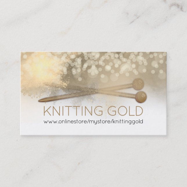 Aquarellnadeln Imitat aus Gold Glitzer Stricknadel Visitenkarte (Vorderseite)