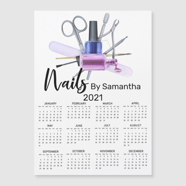 Aquarellnagel Salon Manicure Nagel Polnisch Magnetkarte (Vorderseite)