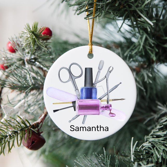 Aquarellnagelsalon Personalisiert Nagel Polnisch Keramik Ornament (Von Creator hochgeladen)