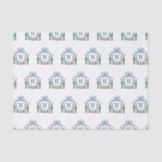 Aquarellnährungsmittel Monogram Wappen Christmas Seidenpapier (Vorderseite)